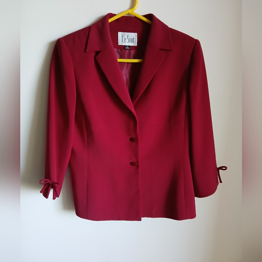 Le Suit Maroon Jacket Blazer Size 8